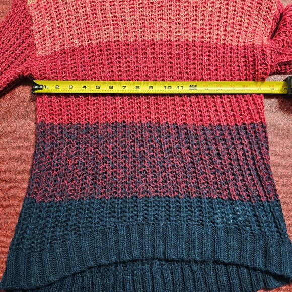 American Eagle Crochet Knit Crewneck Sweater S Gradient Pink/Teal Wool Blend - Picture 6 of 7